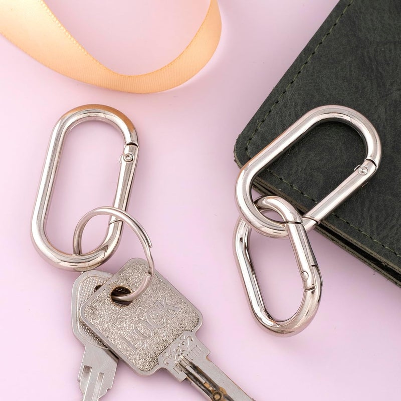 STSTR 3pcs Oval Spring Ring Clips, Metal Keyring Purse Clip, Heavy Duty Opening O Ring Carabiner for Keychains,Backpacks, Keys - Image 4